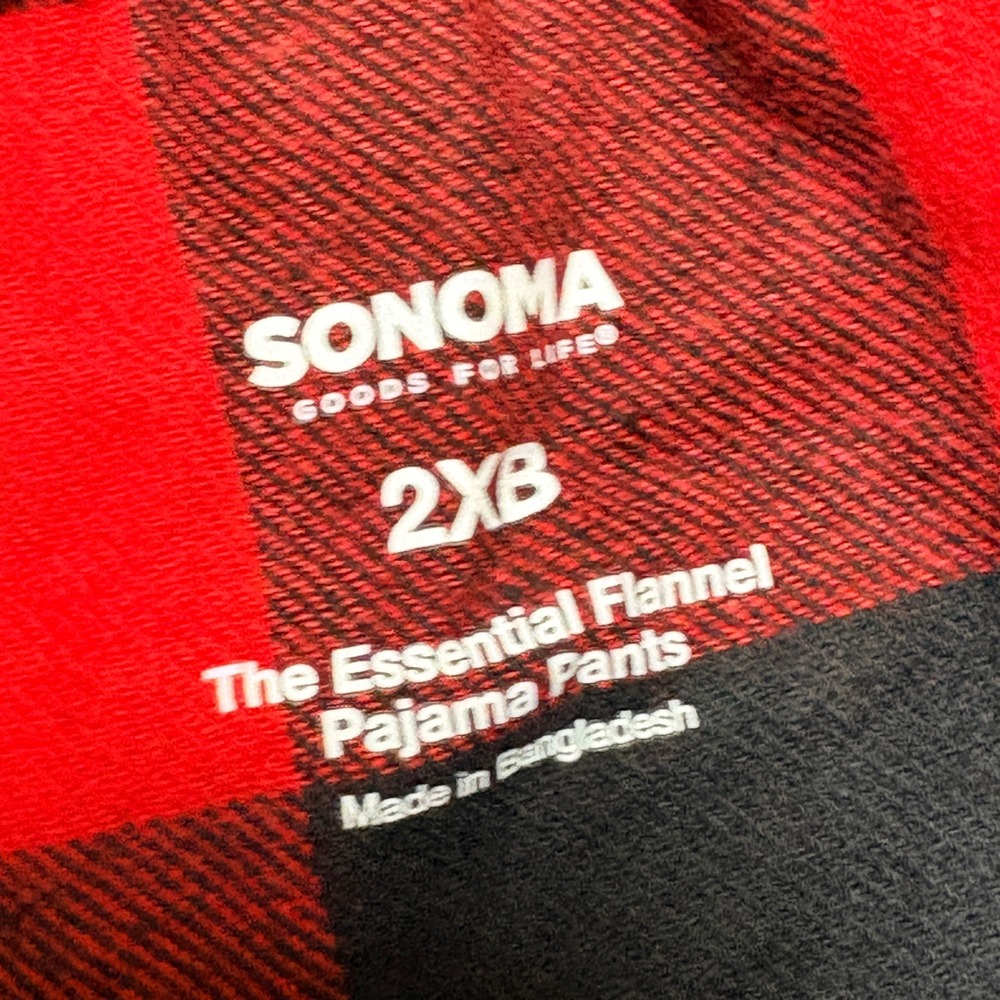 Sonoma Pajama Pants Mens 2XB Red Black Buffalo Plaid Essential Flannel Lounge - Picture 3 of 5